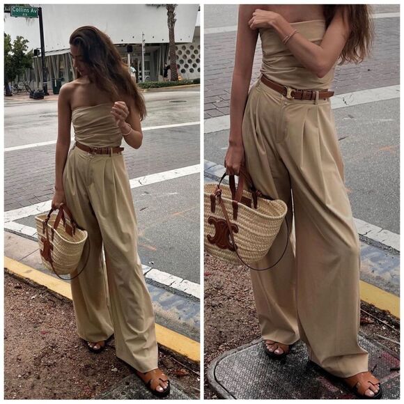 Zara Pleated Wide Leg Pants Multi-Positioned - Picture 6 of 6